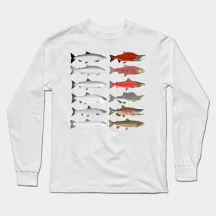 Pacific Ocean Salmon - Ocean and Spawn Stages Long Sleeve T-Shirt